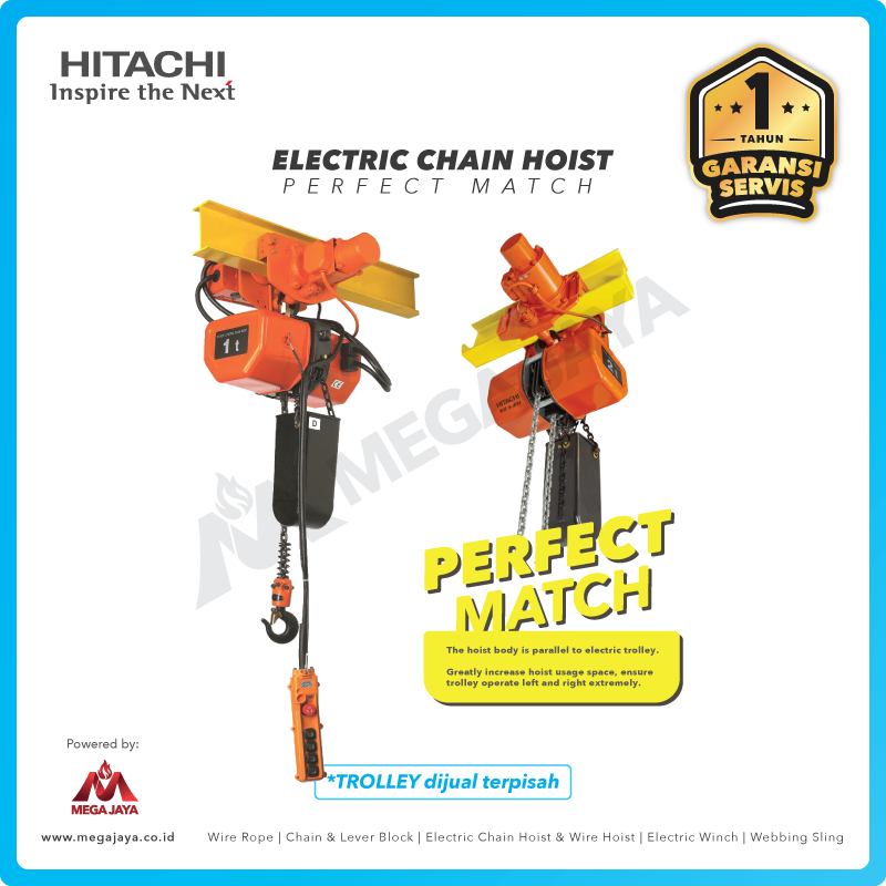 Dapatkan Produk Electric Chain Hoist 3F Hitachi 1 FH 1 T x 6 M Harga