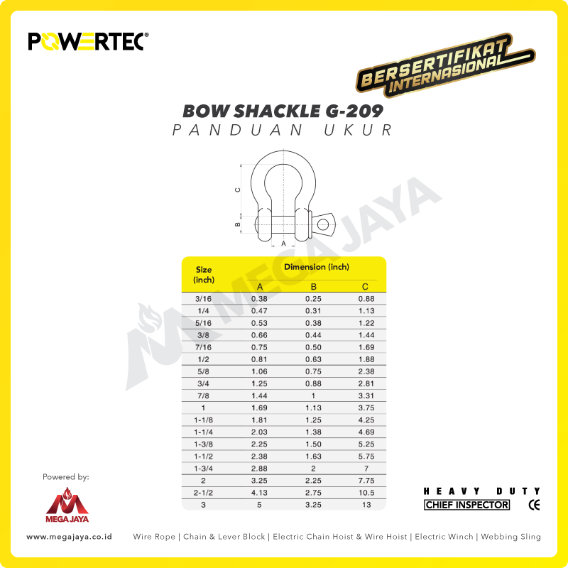 Dapatkan Produk Shackle Powertec 209 0,3 Ton 3/16" Harga Terjangkau