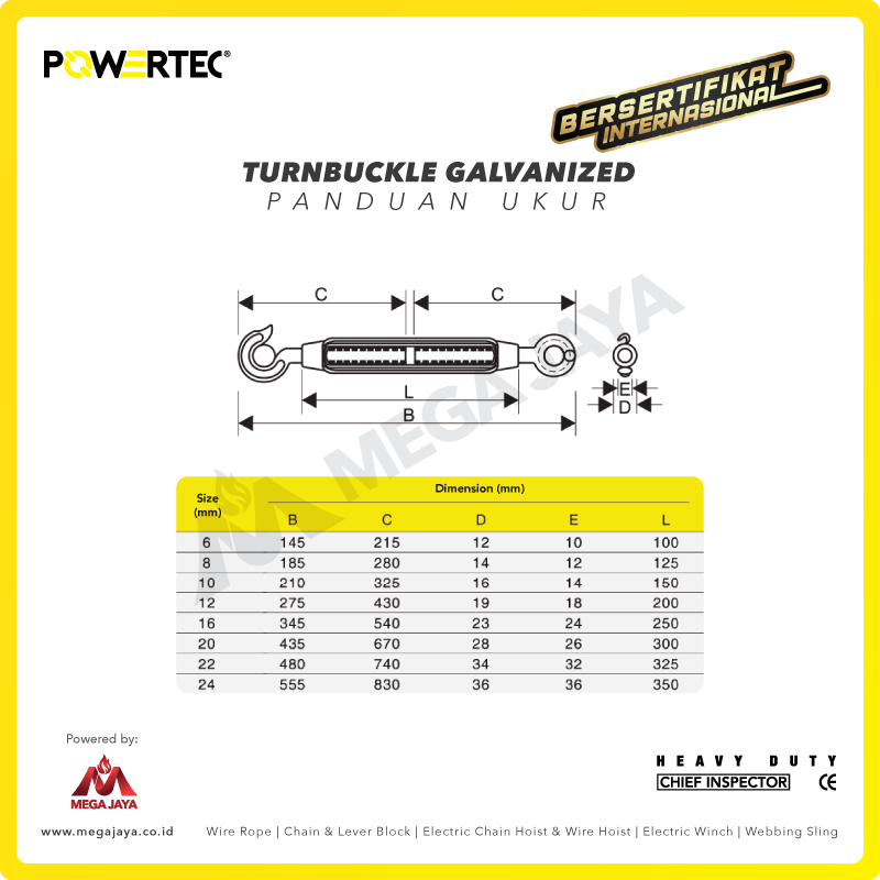 Harga Turnbuckle M16 Galvanis Hook & Eye Termurah Di Sini!
