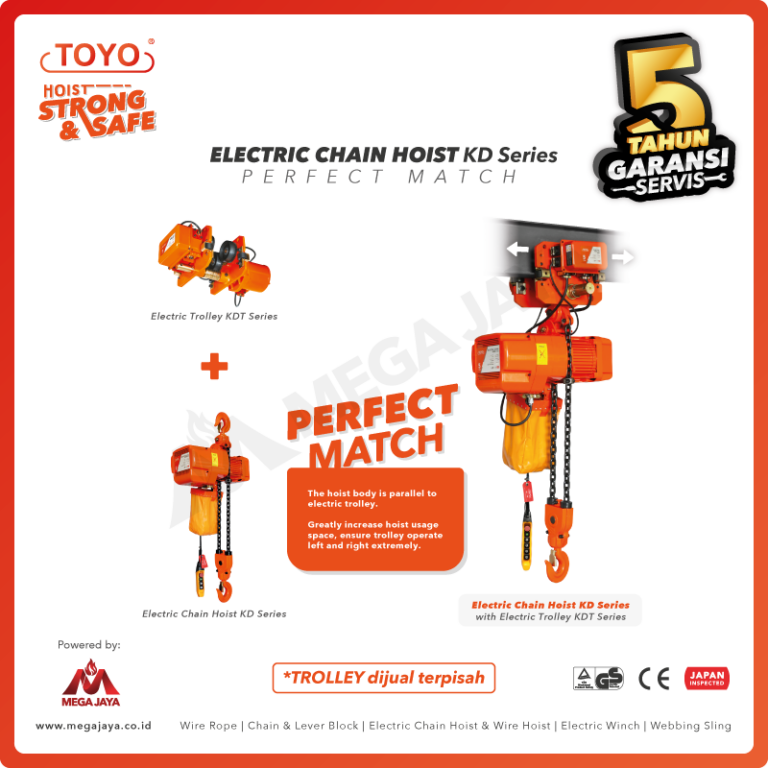 Dapatkan Produk Electric Chain Hoist 3F Toyo KD201 2 T x 12 M (10mm