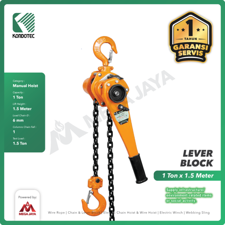 Dapatkan Produk Lever Block Kondotec 1 T x 1,5 M Harga Terjangkau
