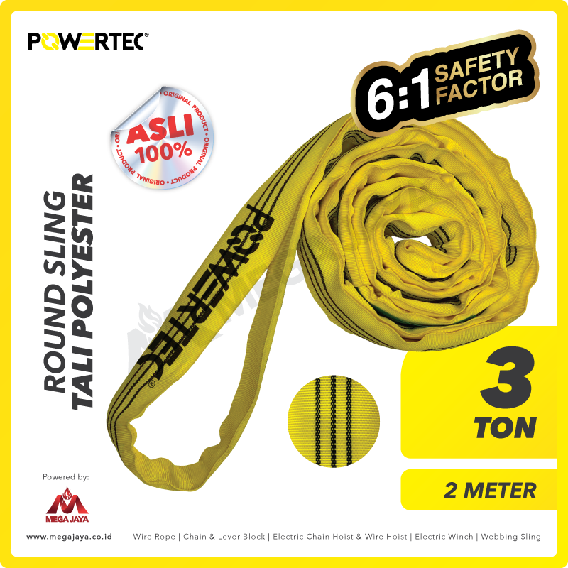 Dapatkan Produk Round Sling Powertec (6:1) 3 T x 2 M (Kuning) Harga ...