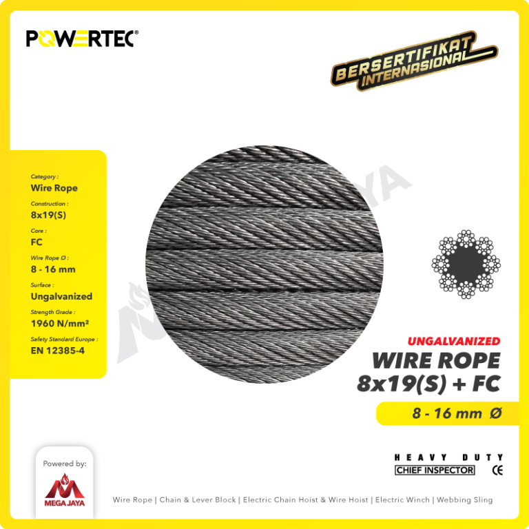 Dapatkan Produk Wire Rope Powertec 8x19(S) + FC Ungalv 10Milimeter ...