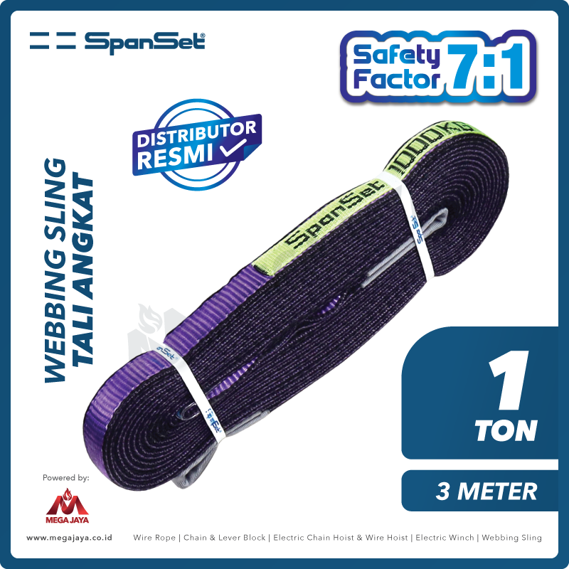 Dapatkan Produk Web Sling Spanset (7:1) 2Ply 1 T X 3 M (Ungu) Harga ...