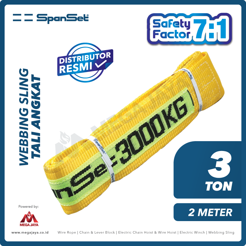 Dapatkan Produk Web Sling Spanset (7:1) 2Ply 3 T X 2 M (Kuning) Harga ...