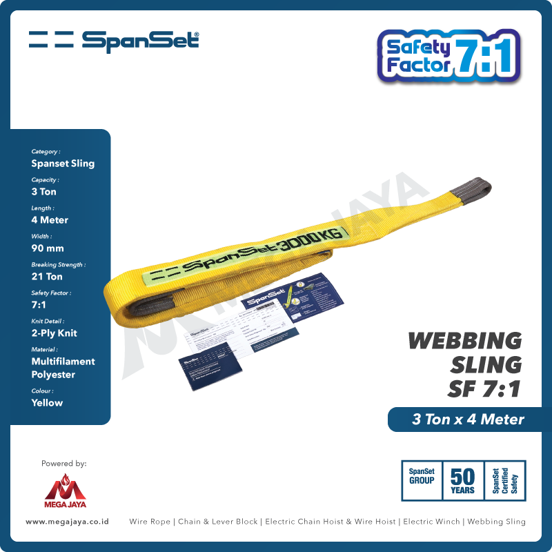 Dapatkan Produk Web Sling Spanset (7:1) 2Ply 3 T X 4 M (Kuning) Harga ...