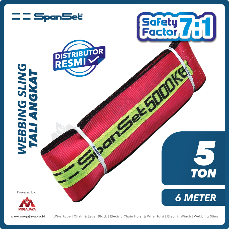 Dapatkan Produk Web Sling Spanset (7:1) 2Ply 5 T X 6 M (Merah) Harga ...