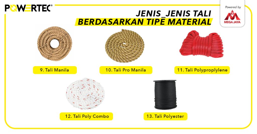 jenis tali berdasarkan tipe material