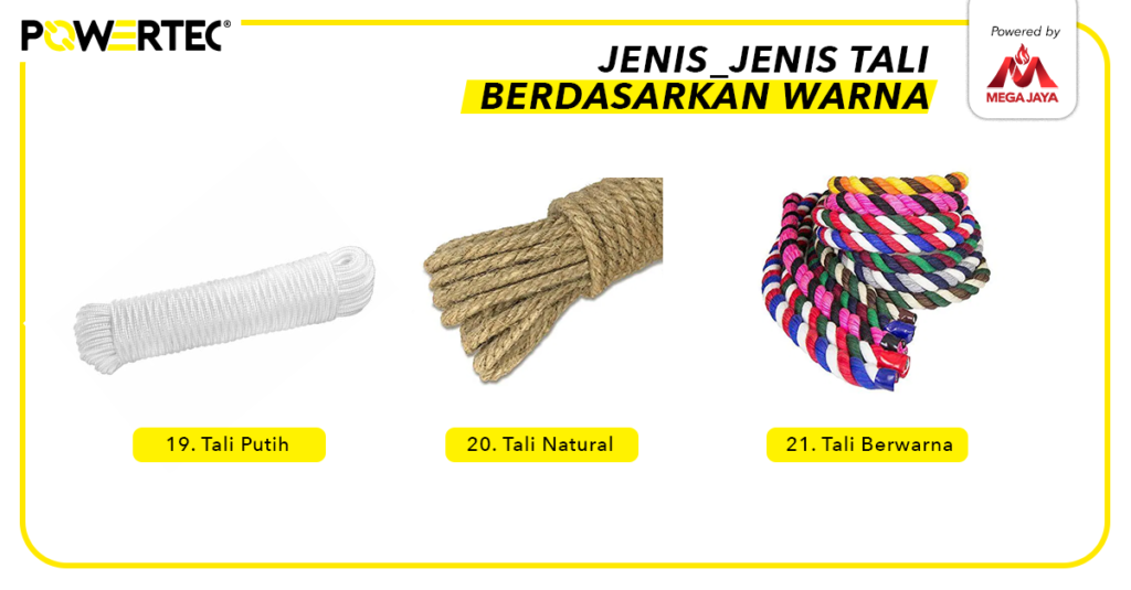 jenis tali berdasarkan warna