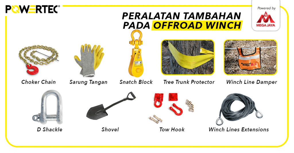 Peralatan tambahan pada offroad winch untuk teknik winching