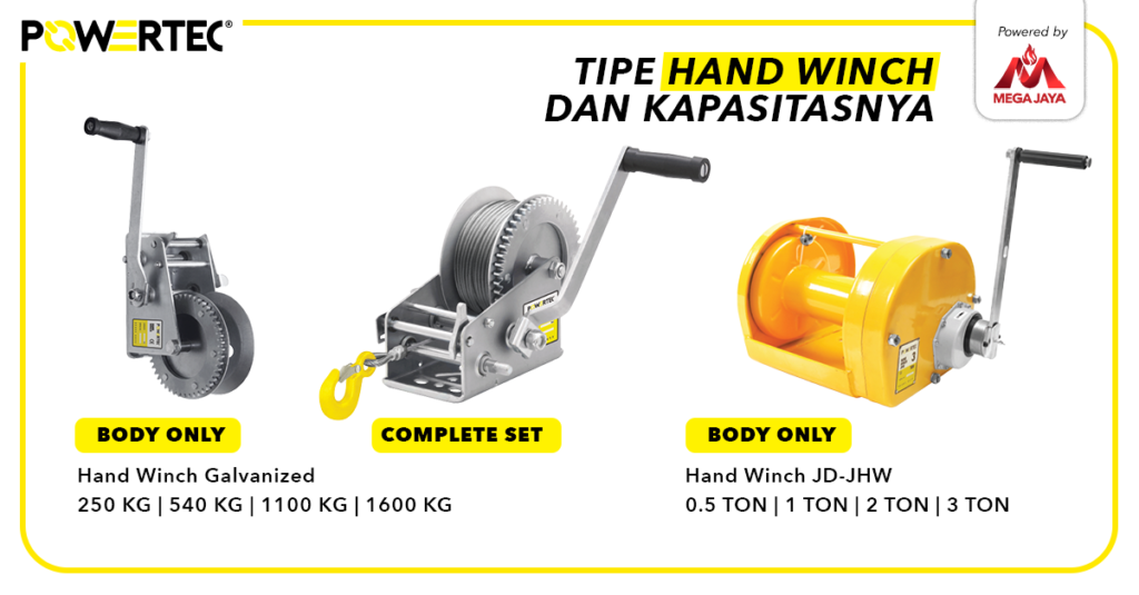 tipe dan jenis hand winch beserta kapasitasnya