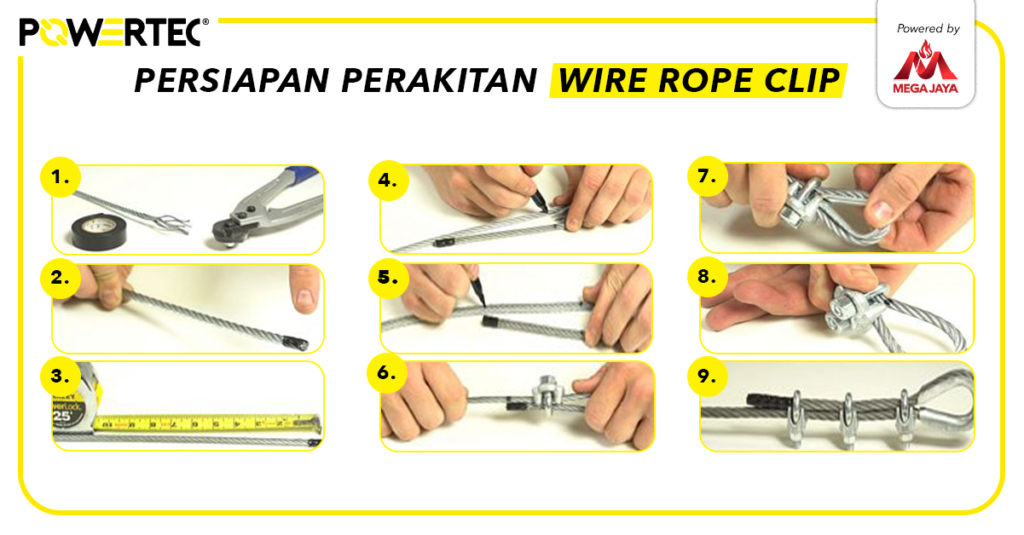 persiapan perakitan wire rope clip
