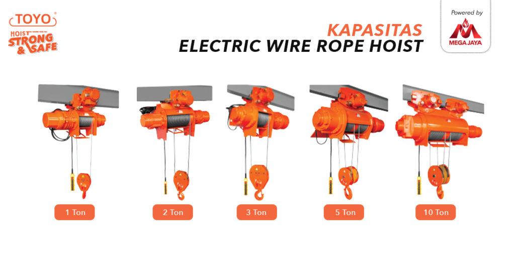 ukuran dan kapasitas wire rope hoist