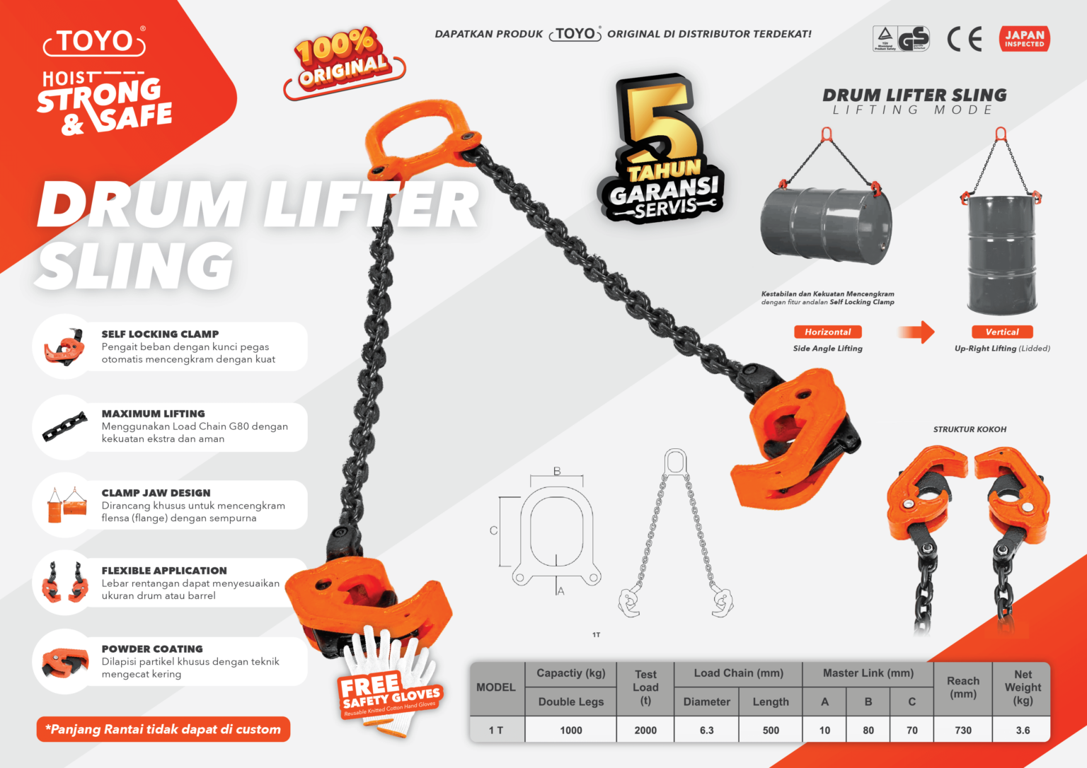 Dapatkan Produk Drum Lifter Chain TOYO 1 T Harga Terjangkau