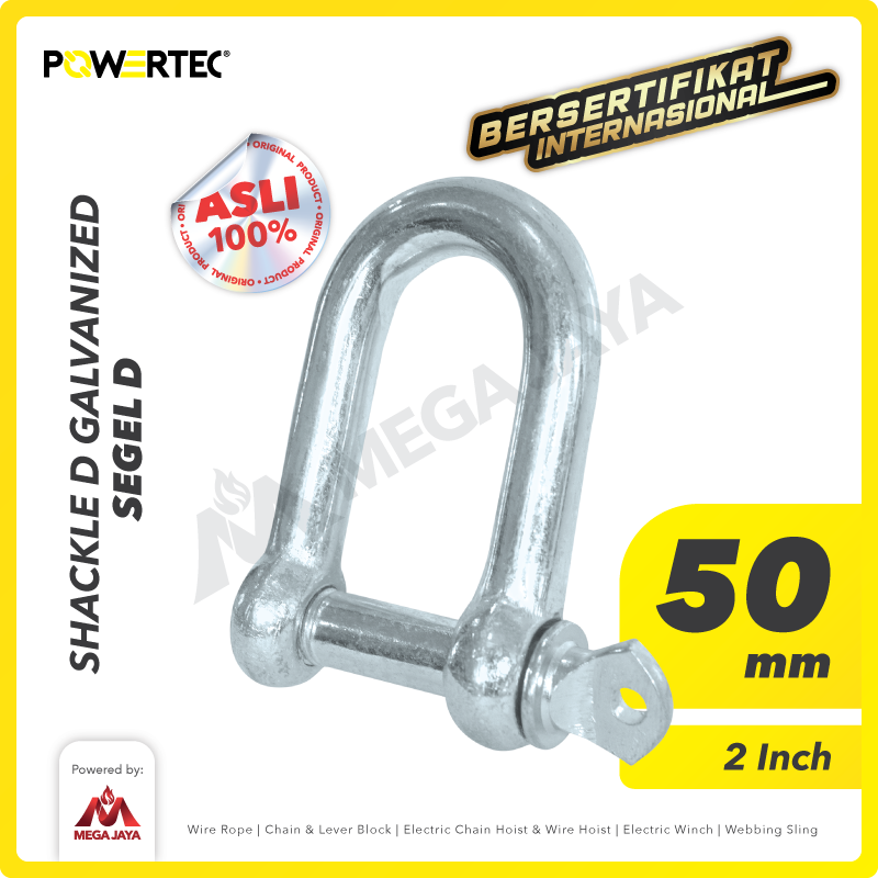 dPEee9l Shackle Powertec Galv D 50mm - 2" - Image 1