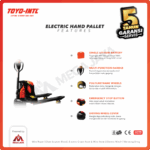 Electric Hand Pallet Truck Toyo 2 T (PU Wheel) 685mm x 1150mm (48v/30AH) - Image 4